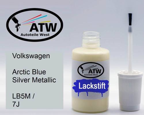 Volkswagen, Arctic Blue Silver Metallic, LB5M / 7J: 20ml Lackstift, von ATW Autoteile West.